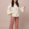 Pink Blossom Farshi Salwar Set (2) Pink Blossom Farshi Salwar Set front view highlighting the flared sleeves