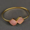 ROYAL HORIZON OPEN BANGLE - PINK Pink Royal Horizon Open Bangle with faceted square stones