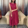 Rani Pink Zari Checked Dress (9) Rani Pink Zari Checked Dress upper-body front view