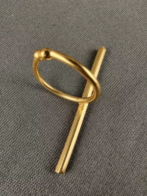 Vertical Bar Statement Ring with a long gold-toned bar on an open band