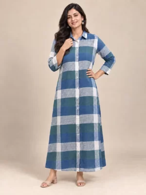 blue-green-checked-shirt-dress-main-1.webp Blue and green checked shirt dress with button front