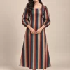 multicolour-striped-puff-sleeve-maxi-dress-main-1.webp Multicolour striped maxi dress with puff sleeves and fitted waist