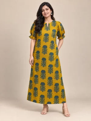 mustard-teal-printed-maxi-dress-main-1.webp Mustard and teal printed maxi dress with puff sleeves