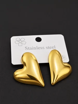 puffed-heart-statement-earrings-1.webp Gold-tone puffed heart statement earrings