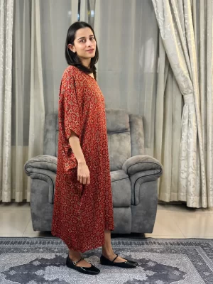 Rust Block Print Modal Kaftan Dress – gallery-01